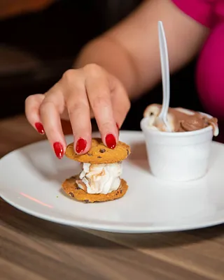 A cookie with a cream filling