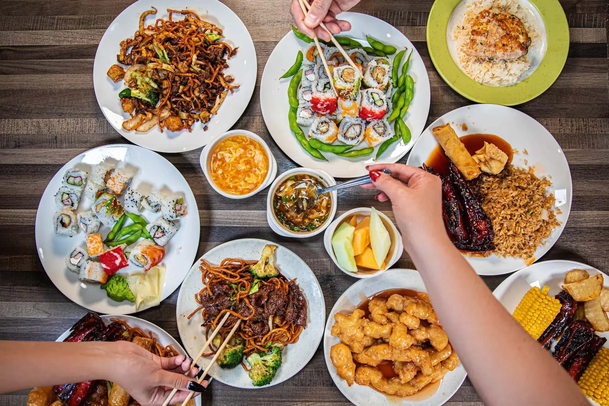Selection of Asian dishes